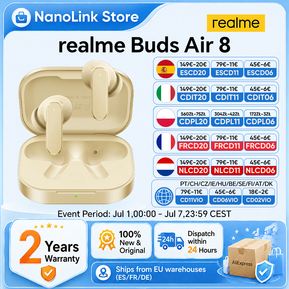 realme Buds Air 8 Bluetooth-Kopfhörer für realme 16 Pro Plus realme GT 8 Pro AI Assistant 55dB 58 Stunden Akkulaufzeit Neu