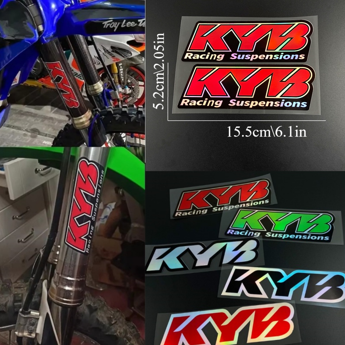 2 uds suspensiones de carreras pegatinas de motocicleta Kyb suspensión de horquilla calcomanías de vinilo para Yamaha Honda Suzuki Ktm Kawasaki Benelli