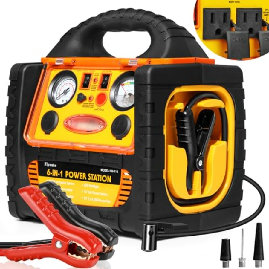 1800A Auto-Starthilfe mit Luftkompressor 150PSI 12V Tragbare Batterie-Starthilfebox 8.0L Benzin 6L Diesel Batterie-Booster mit 400W Leistung