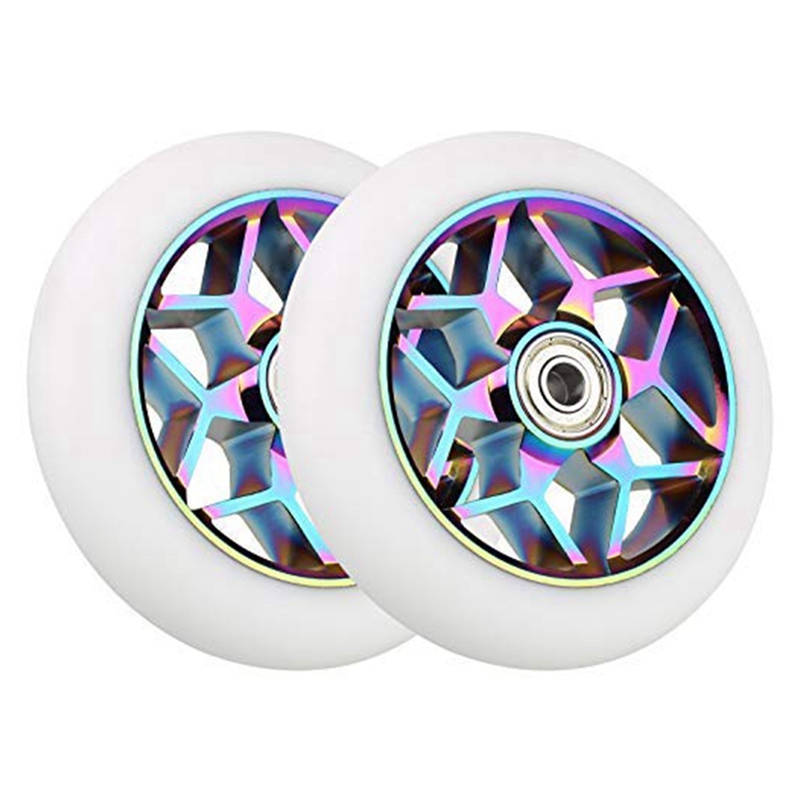 2 Pcs สกู๊ตเตอร์อุปกรณ์เสริม110มม.สกู๊ตเตอร์ล้อ Pu ล้อหนา Stunt รถล้อแบริ่ง