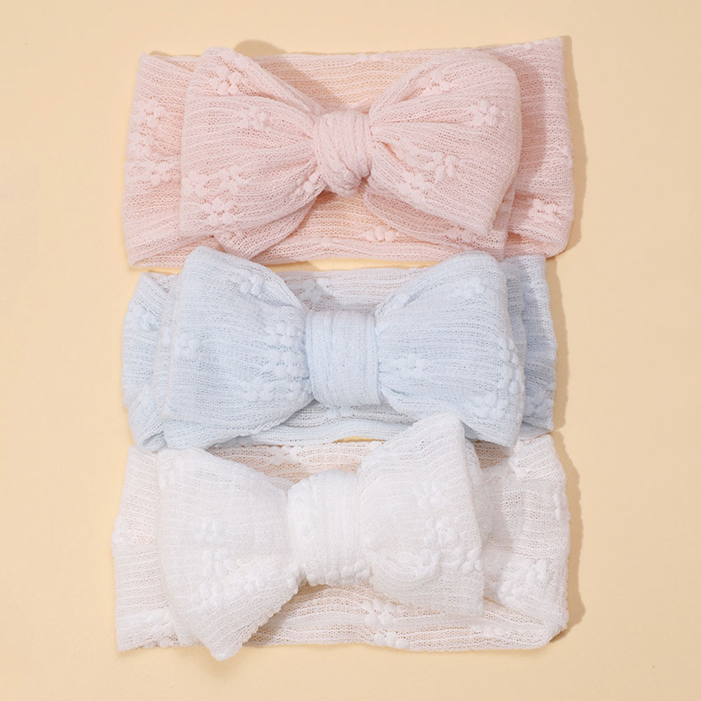 3 ชิ้น/เซ็ตเด็กผู้หญิงแถบคาดศีรษะคู่ตาข่าย Bows Hairband Soft Turban น่ารักโบว์เด็ก Headwear อุปกรณ์เสริมผมสําหรับทารกแรกเกิด
