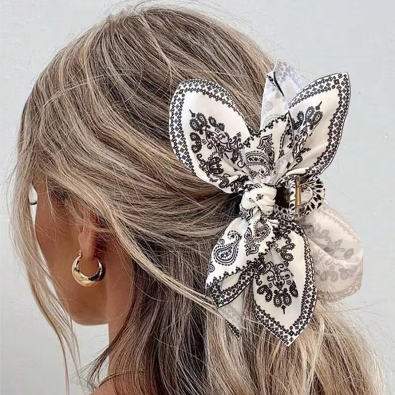 Jepit Rambut Pola Mete Antik untuk Wanita Klip Hiu Elegan Klip Ekor Kuda Anak Perempuan Modis Aksesori Rambut Penjepit Rambut