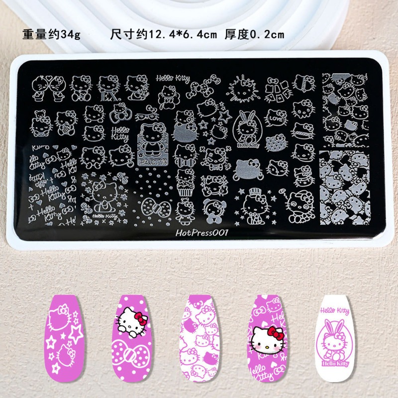 Placa de Estampagem de Unhas com Cobertura Total Hello Kitty para Arte de Unhas MouTeen-250