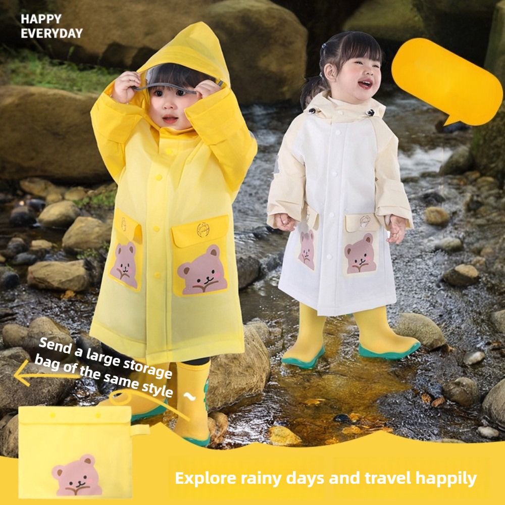 Capa de chuva infantil para meninos e meninas, corpo inteiro à prova d'água, bebê de jardim de infância para escola, somente estudante, com espaço de mochila, capa de chuva