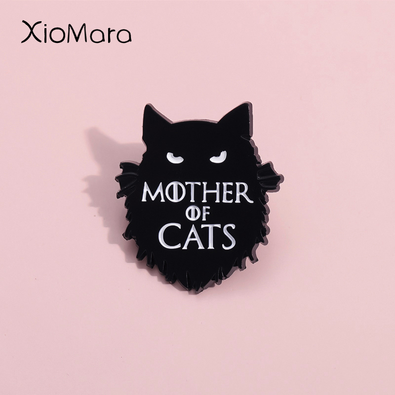 Moeder Van Katten Emaille Pins Griezelige Dark Kitten Broches Revers Badges Custom Punk Dier Sieraden Cadeau Voor Kinderen Vrienden