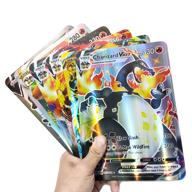 Карты с покемонами, большие блестящие английские итальянские Vstar Vmax GX Charizard Pikachu, редкие кроссовки, коллекция, подарок на день рождения, детские игрушки