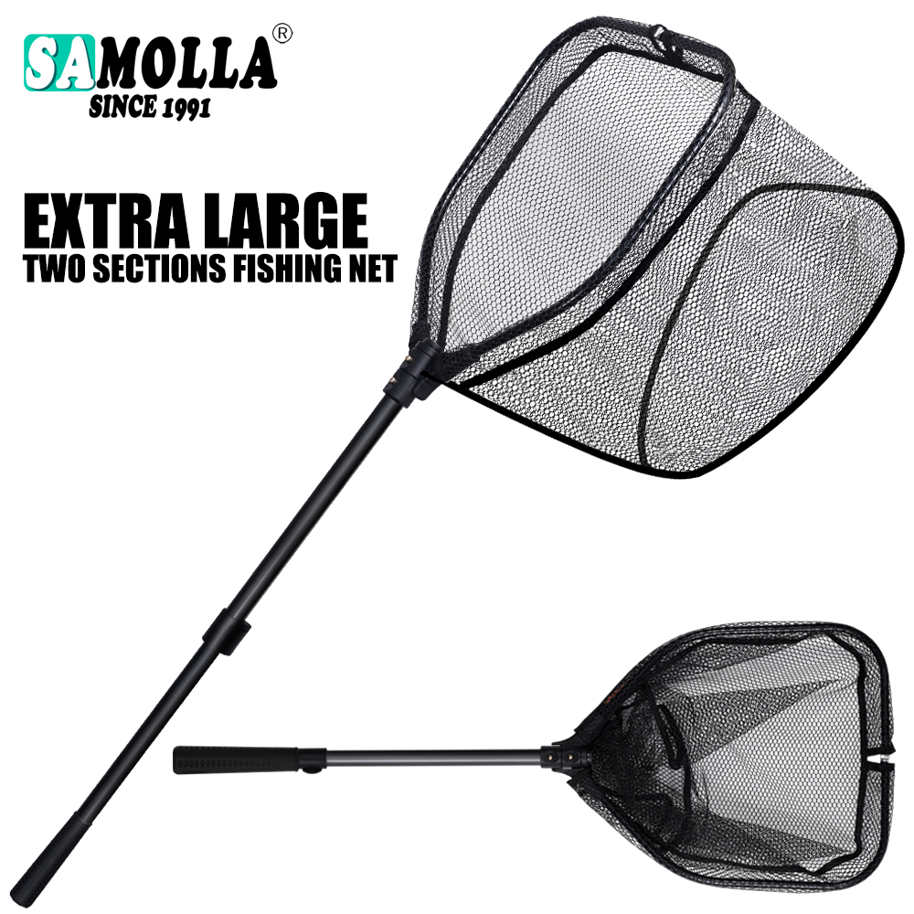 Filet de pêche en alliage d'aluminium de grande taille, filet d'atterrissage télescopique pliable pour matériel de pêche à la carpe de mer