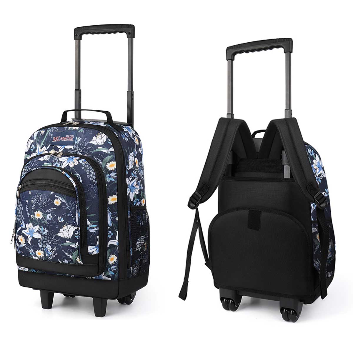 Sacs à dos roulants de grande capacité pour adultes, valise à roulettes, sac à roulettes, sac à dos pour ordinateur portable, 20 po