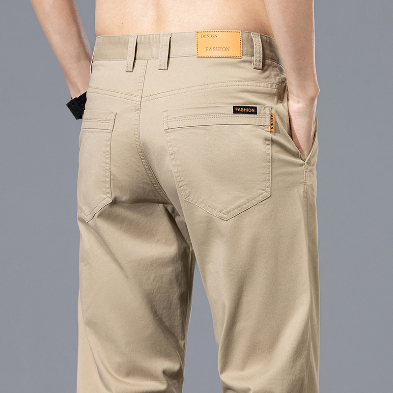 2026 Sommerkleidung Smart Casual Herren Gerade Baumwoll-Stretch-Hose Klassische Buchstaben-Patches Leichte Mittelhohe Hose
