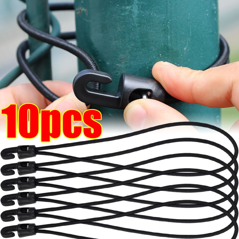 1-10 pces cabo elástico com ganchos 10/15/25cm expansor de alta elasticidade com ganchos tensor de borracha com ganchos para lona de acampamento