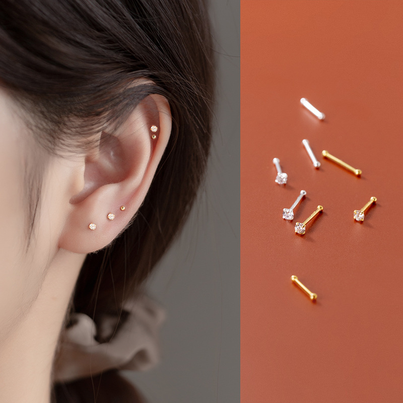 La Monada faux diamant femmes boucles d'oreilles argent 999 garder l'oreille Piercing 999 boucles d'oreilles en argent pour les femmes boule argent boucles d'oreilles fille
