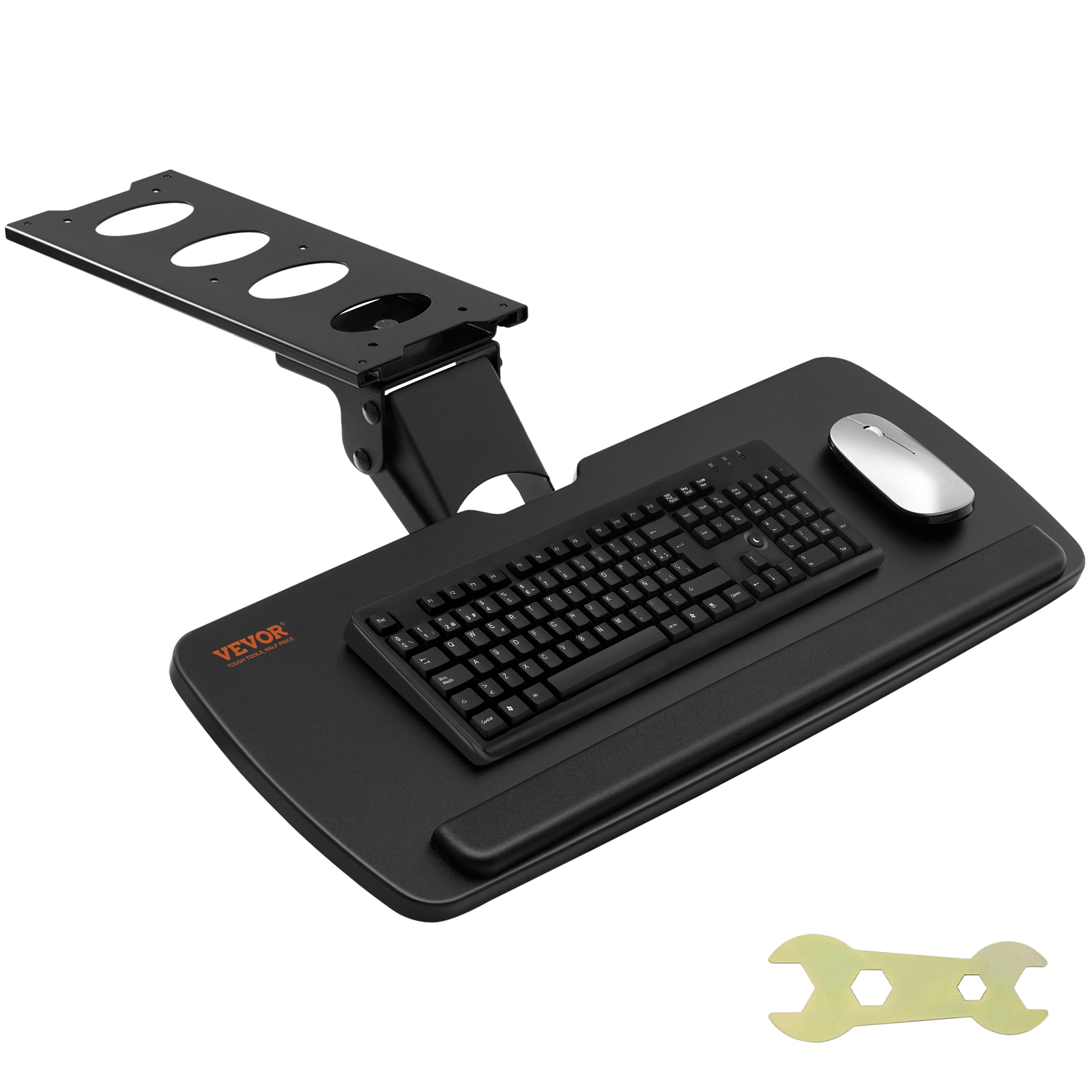 SucceBuy Baki Keyboard di bawah Meja Baki Keyboard Tinggi & Sudut yang Dapat Disesuaikan Geser keluar & Tempat untuk Mengetik di Pekerjaan Rumah dan Kantor
