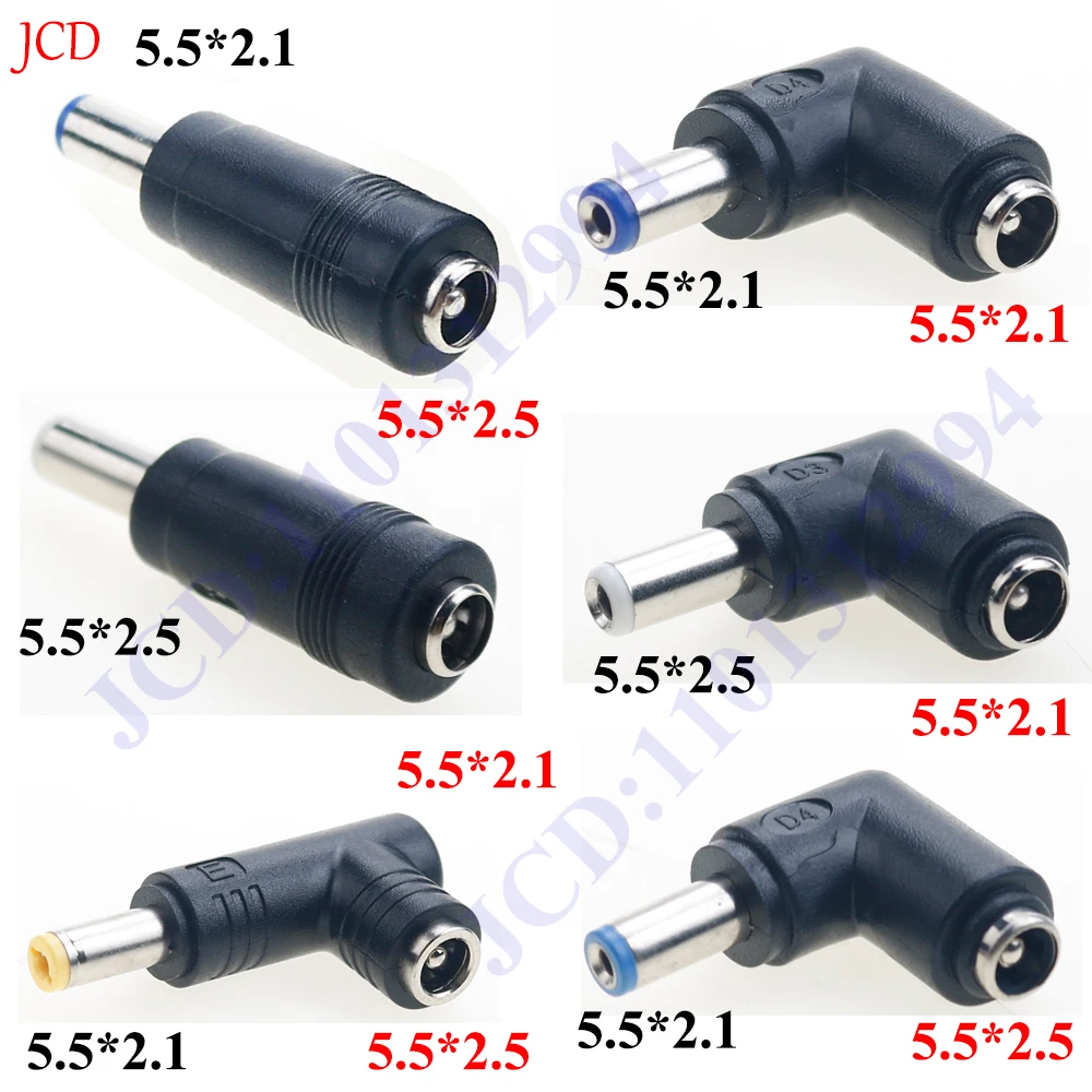 1 Piece Connector For DC Power Adapter Connector Plug Conversion Head Jack Female Socket 5.5*2.5/2.1mm Turn to Male 5.5*2.1/2.5m
