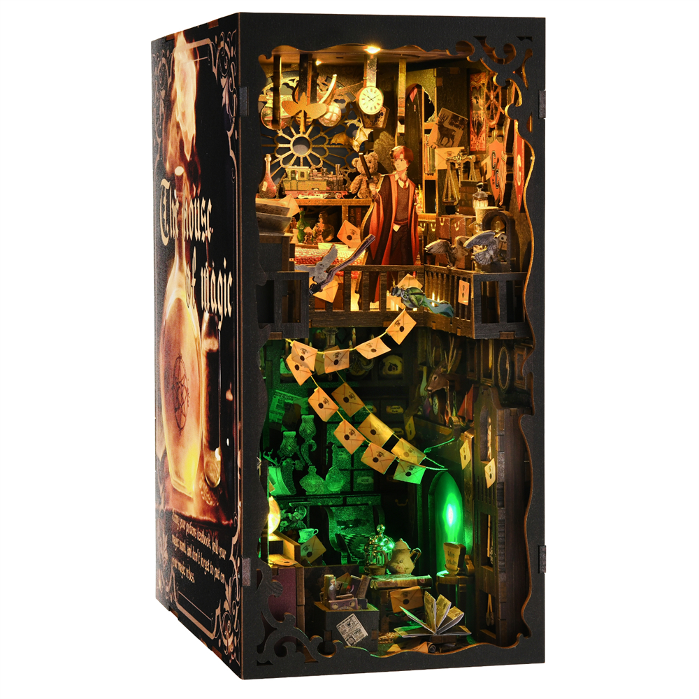 Buch Nook Kit Magic House DIY Holzpuzzle Bücherregal Einsatz Dekor Puppenhaus Modell Buchstütze Gebäude Heimdekoration Geschenke