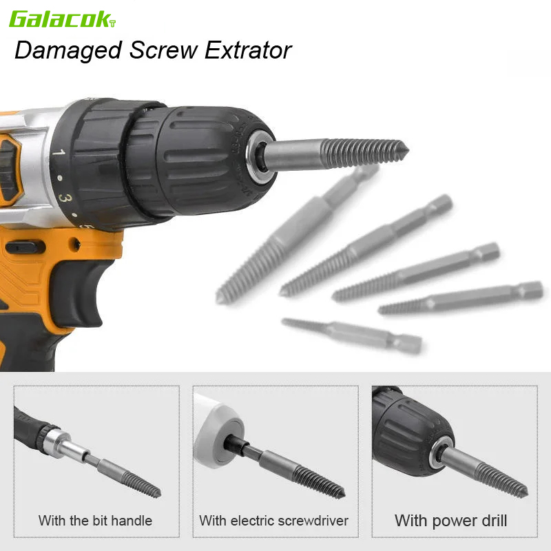 5pcs Screw Extractor Center Drill Bits Guide Set Broken Damaged Bolt Remover Hex Shank And Spanner For Broken Hand Tool