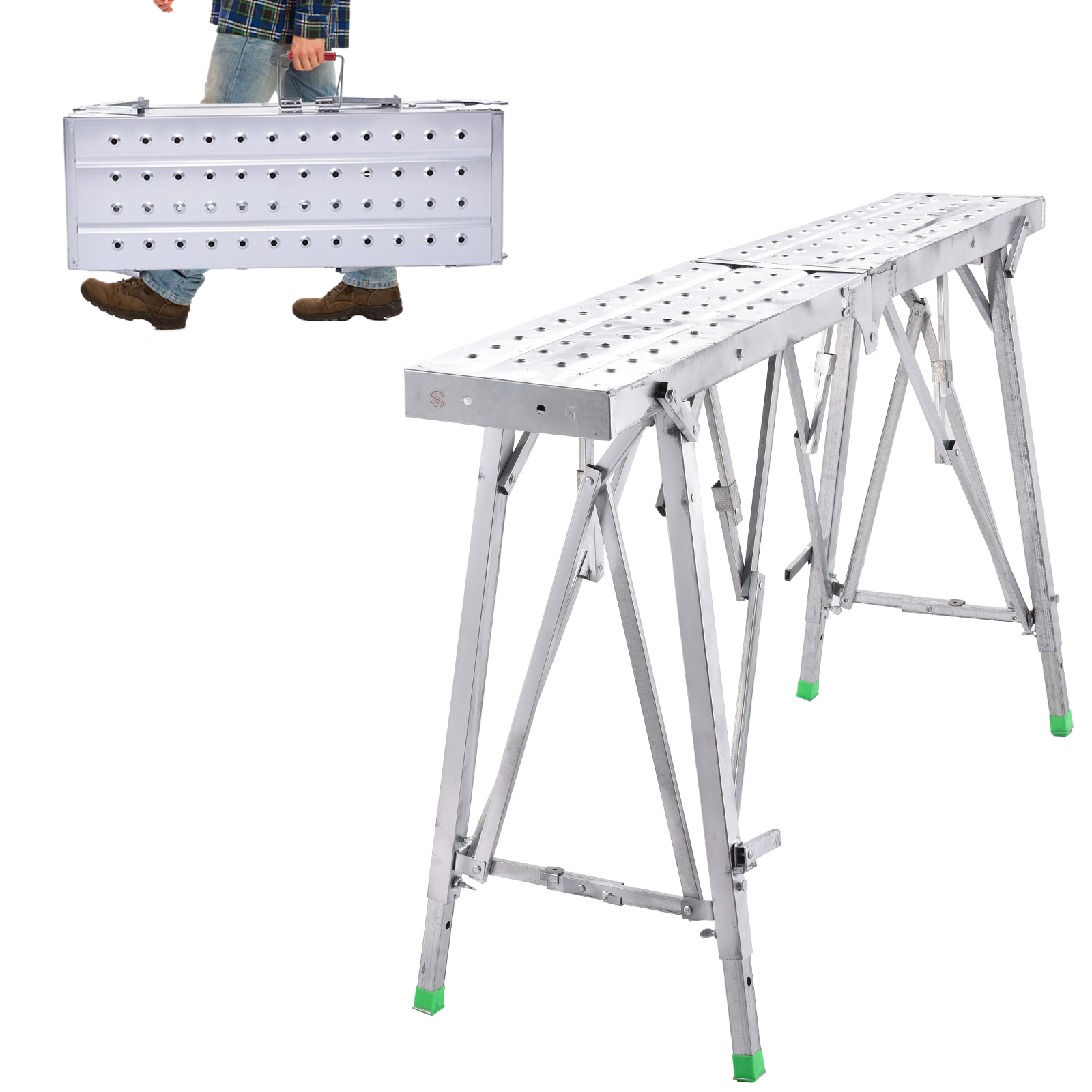 Przenośne rusztowanie, regulowana wysokość 81-114 cm, wersja pogrubiona, stalowa platforma robocza, udźwig 330 kg, przenośny stołek do malowania płyt gipsowo-kartonowych, do mycia samochodów, podnoszenia przedmiotów.