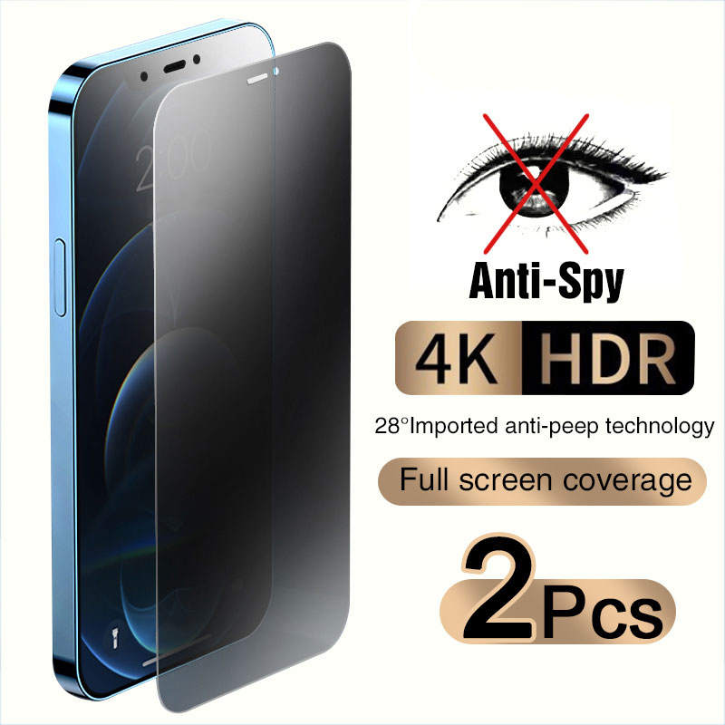 2 шт., защитная пленка для экрана с полным покрытием для iPhone 11 12 13 14 15 PRO MAX 6 7 8 Plus XS X XR, закаленное стекло, конфиденциальность