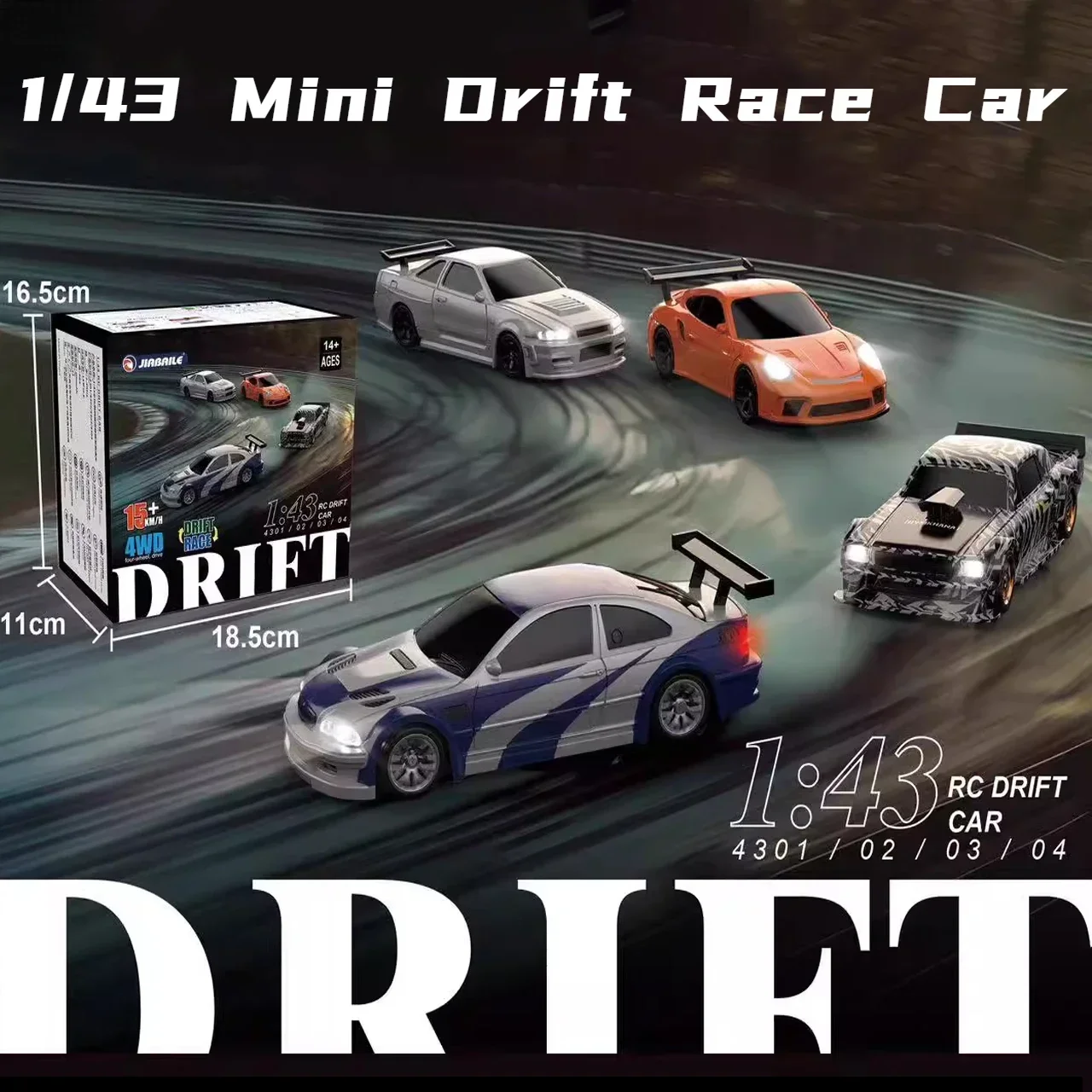 Voiture de dérive RC 2.4G 1/43 4WD, voiture télécommandée, haute vitesse, quatre roues motrices, Mini modèle de voiture de course radiocommandée, jouets pour garçons, cadeaux
