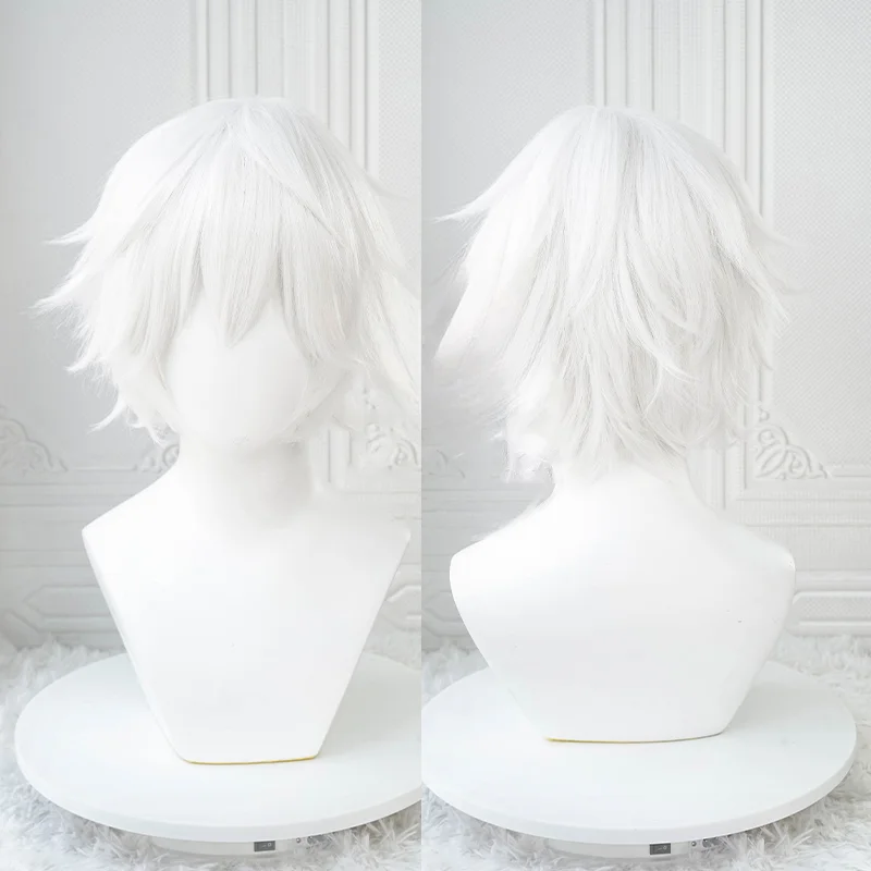 อะนิเมะ Kaneki Ken คอสเพลย์วิกผมสั้นสีขาว Fluffy Wigs EYE PATCH ความร้อนทนผมสังเคราะห์เล่นบทบาท