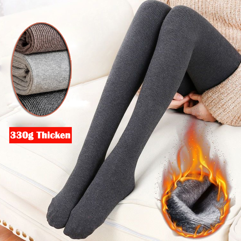 Leggings Térmicas Grossas de Inverno 130g/330g, Meias Quentes de Fleece Femininas, Leggings Elásticas de Cintura Alta, Slim e Sexy, Meia-Calça 2026