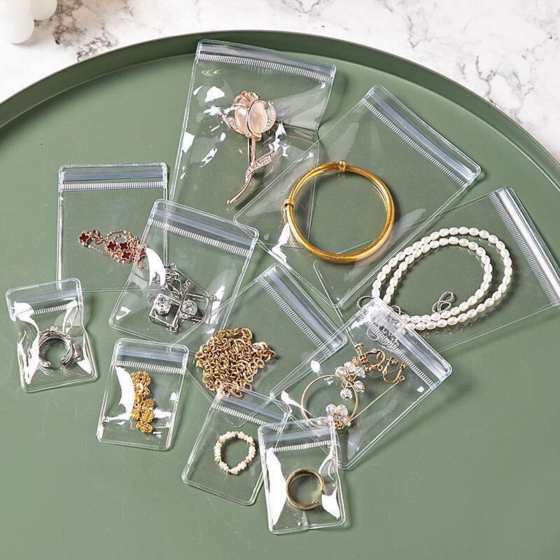 Transparente PVC-Schmuck-Aufbewahrungsbeutel mit Reißverschluss, Anlaufschutz, dicke, durchsichtige Verpackungsbeutel für Kleinunternehmen und Reiseorganisation