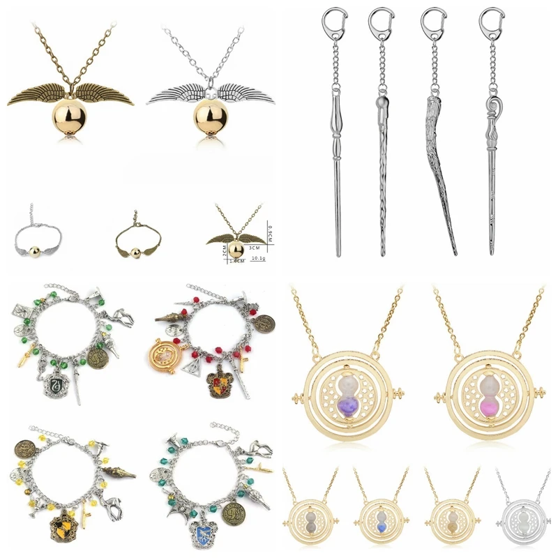 Novo tema do filme harri acessórios de roupas pulseira ampulheta colar coruja potter poção garrafa óculos anel colar decoretion