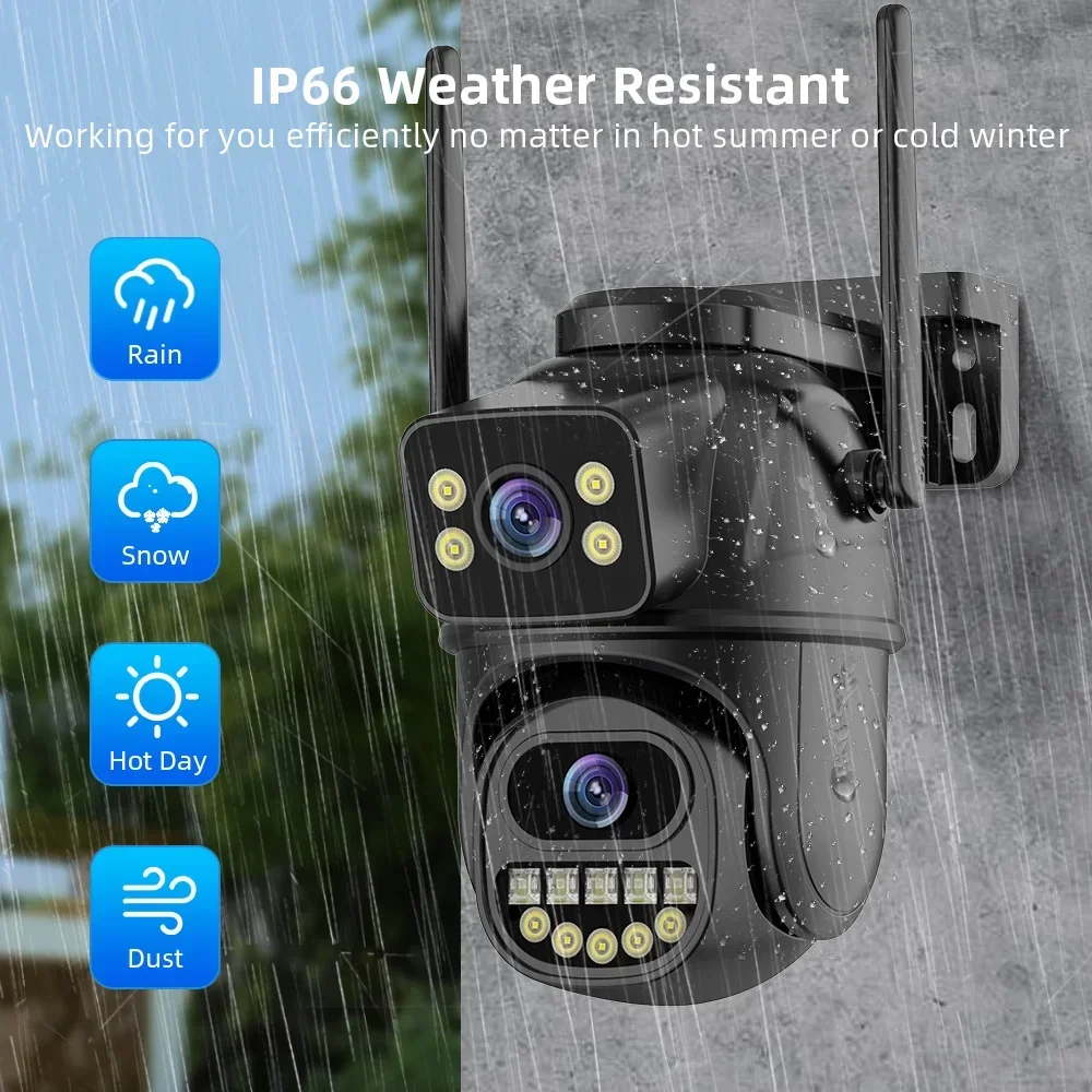 4K 8MP WiFi監視カメラデュアルレンズ4XデジタルズームAI人間検出ONVIF屋外セキュリティPTZ IPカメラ