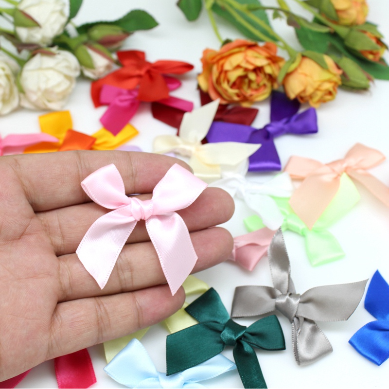 50 Buah/Pak 5CM Pita Busur Poliester Satin Pita Busur untuk Kerajinan Buatan Tangan Dekorasi Pekerjaan Tangan Perlengkapan Pesta
