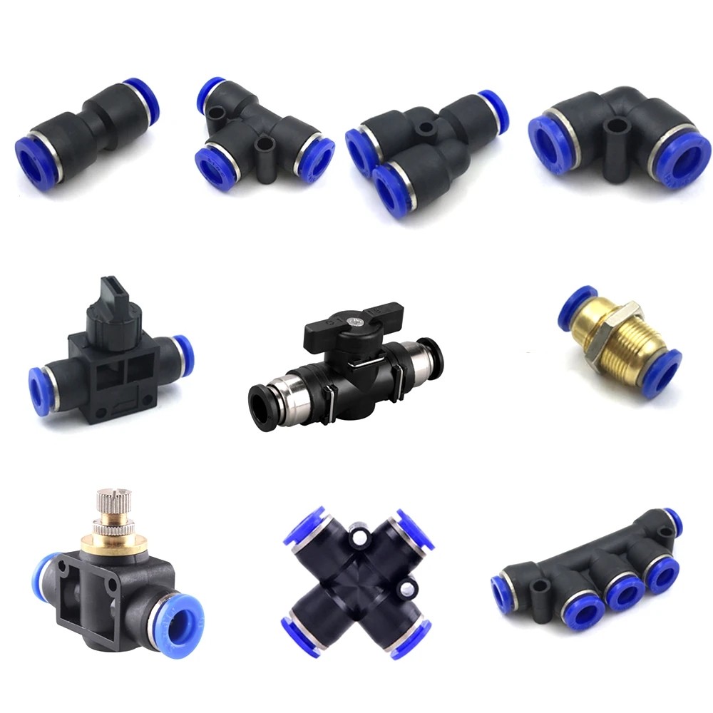 Pneumatic fittings PY/PU/PV/PE/HVFF/SA water pipes and pipe connectors direct thrust 4 to 12mm/ PU plastic hose quick couplings