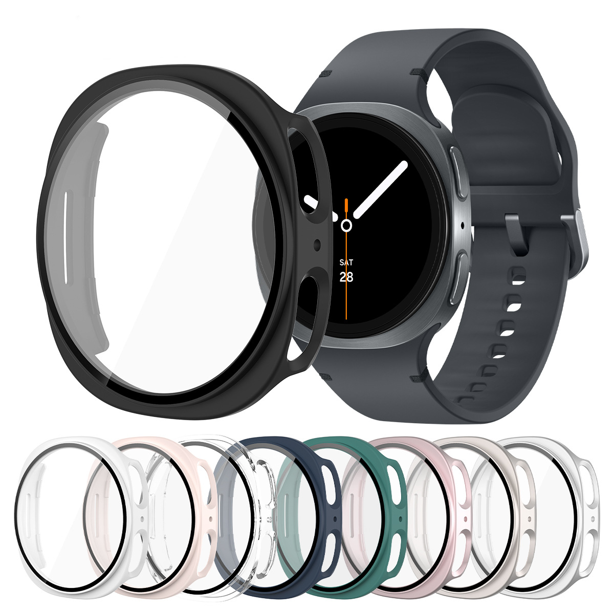 Szklana obudowa zegarka do Samsung Galaxy Watch8 40/44mm; odporna na zarysowania, lekka, łatwa w montażu obudowa ochronna.