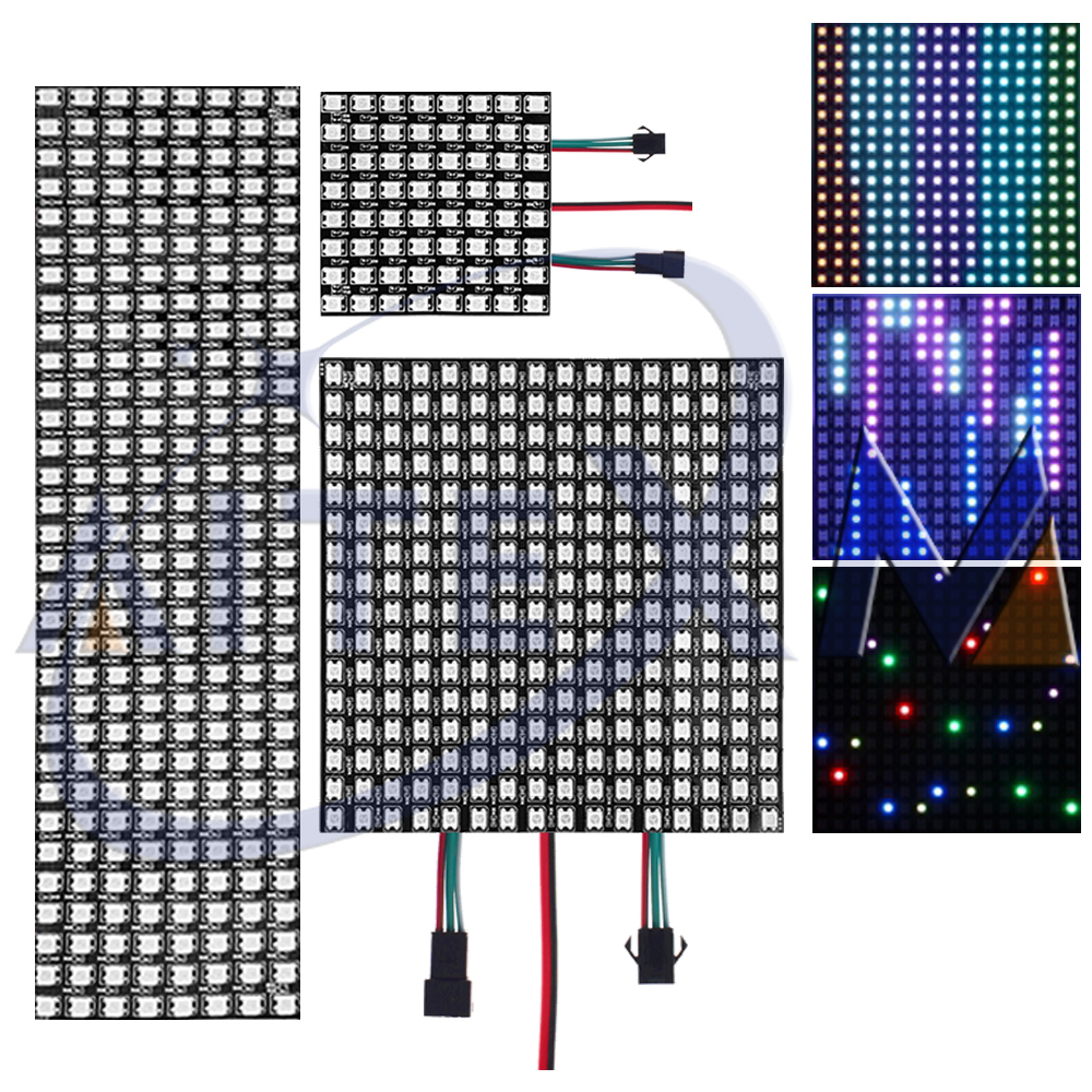 WS2812B RGB LED Digital Flexible individuell adressierbare Panelleuchte WS2812 8x8 16x16 8x32 Modul Matrixbildschirm 5050