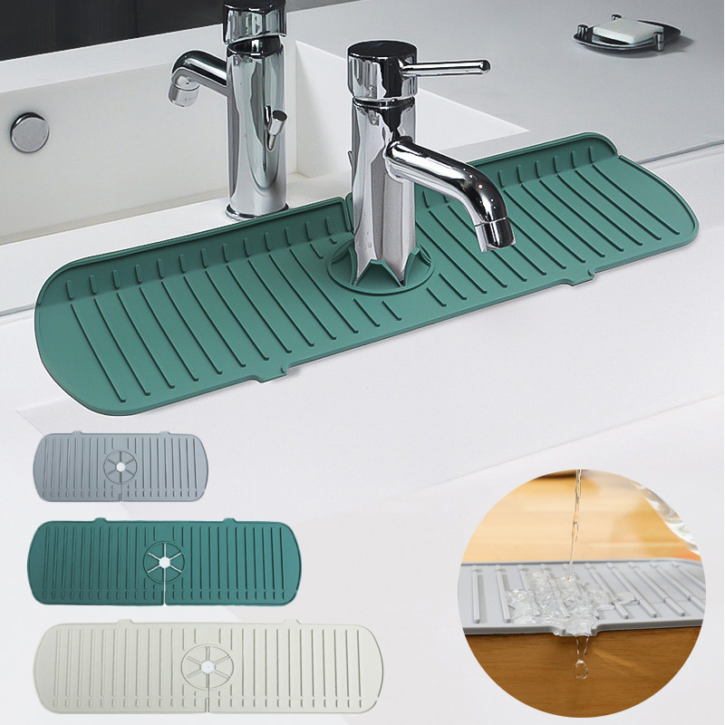 1 Uds. Estera de silicona para grifo, onduladas de agua, almohadilla de drenaje para cocina y baño, lavabo, fregadero grande, almohadilla contra salpicaduras, Protector para encimera