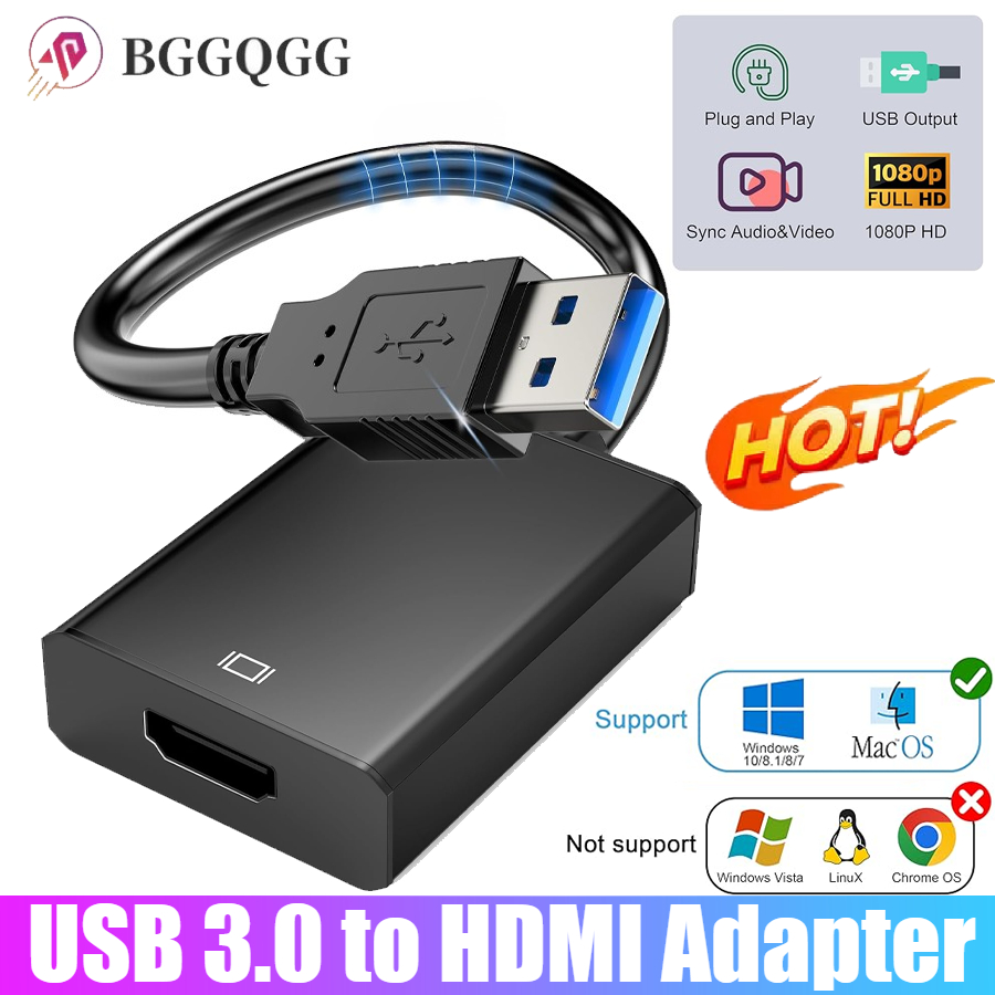 USB 3.0 Naar HDMI Adapter 1080P USB Naar HDMI Converter USB A Naar HDMI Kabel 60Hz Audio Video Adapter voor PC HDTV Laptop Projector