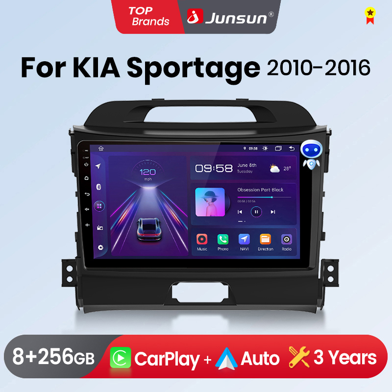 Junsun Wireless CarPlay Android Auto Car Radio For KIA Sportage 3 2010-2016 GPS Multimedia 2 din Systems Stereo