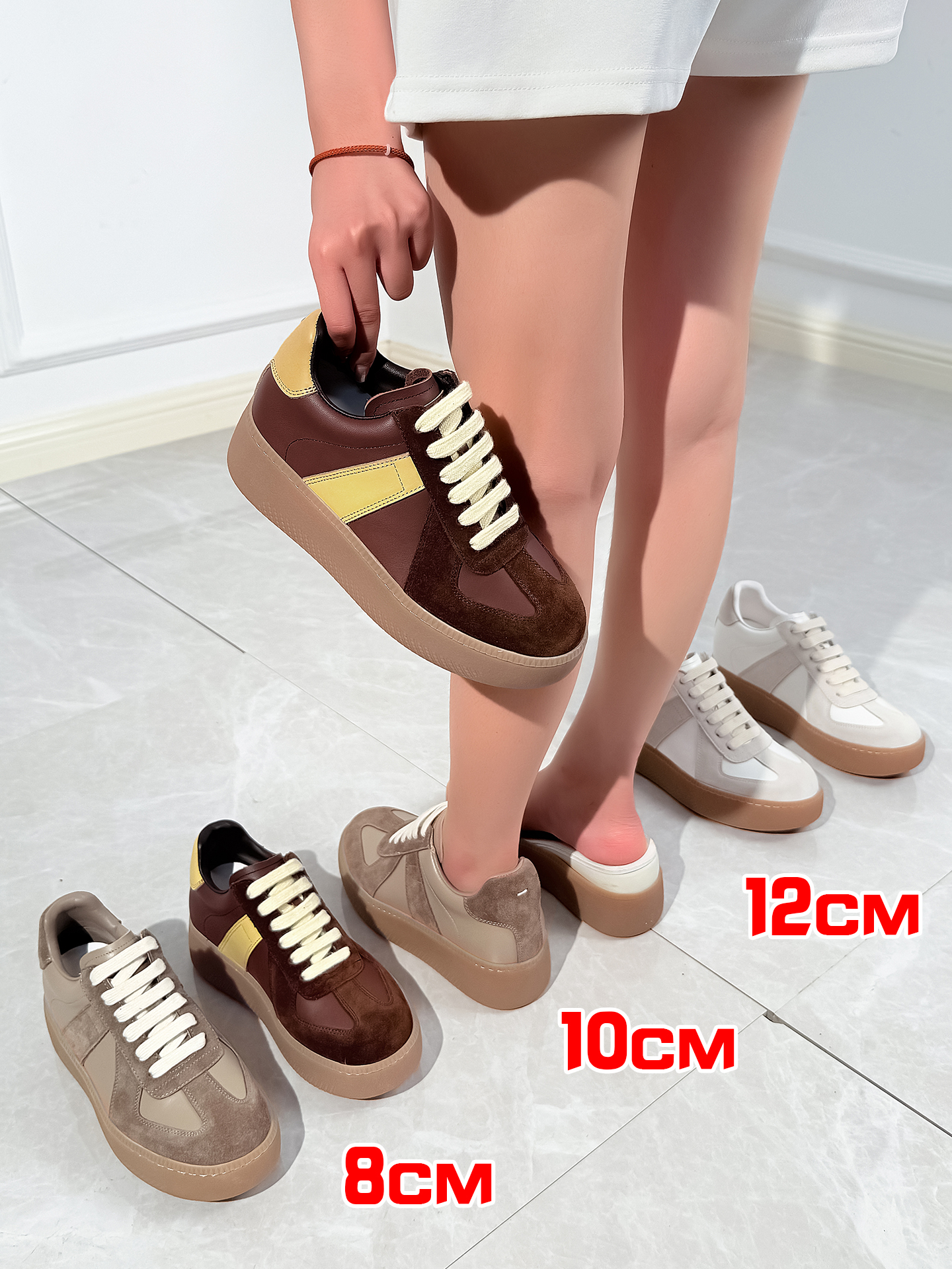 Zapatos de Plataforma con Cuña de 8-12 cm para Mujer, Zapatos con Aumento de Altura Invisible, Zapatillas Deportivas de Moda Alemanas, Zapatos de Piel Auténtica