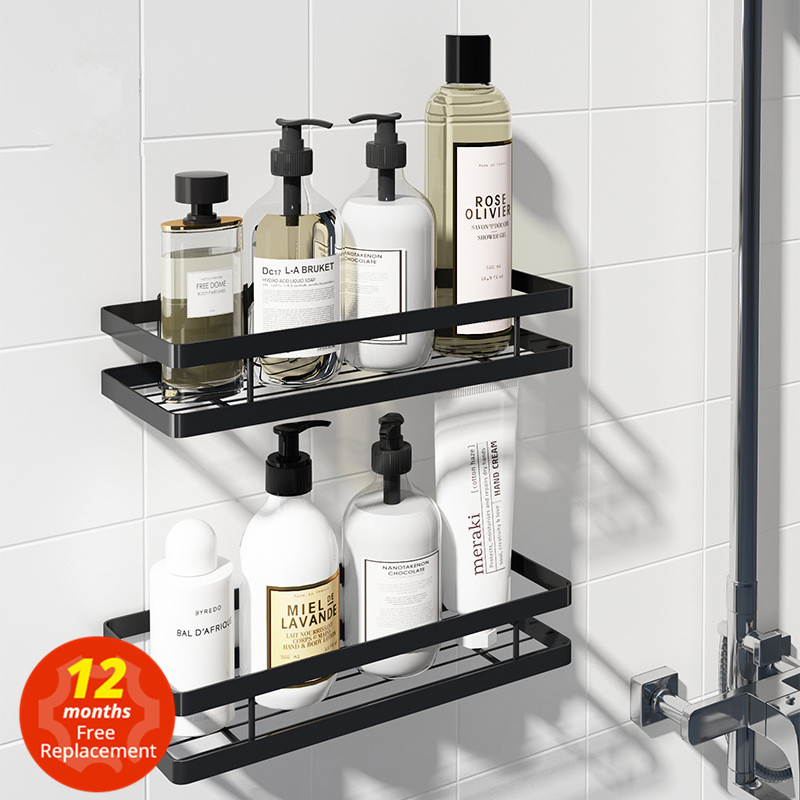 Étagère de salle de bain Tuqiu, support de rangement pour salle de bain, étagère de douche en SUS 304, panier porte-shampoing noir, étagère d'angle