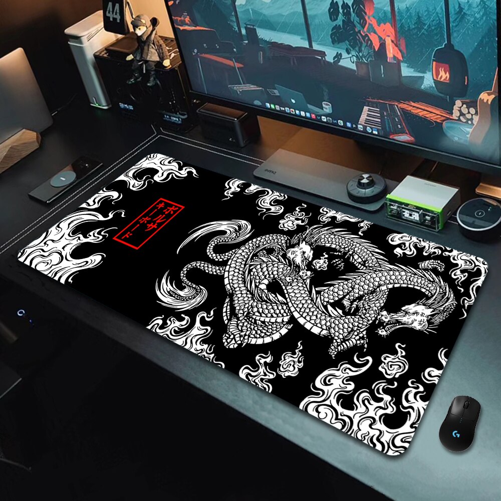 Japanischer Drache, großes Gaming-Mauspad, XXL-Tastatur, Gamer-Mauspad auf dem Tisch, Geschwindigkeit, Schreibtischunterlage, Anime, 900 x 400, 700 x 300 Mauspads