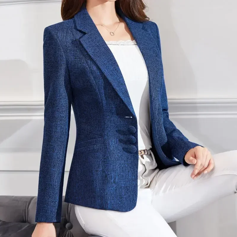 Mode Vrouwen Blazers Jassen Werk 2025, Kantoor Dame Pak Slanke Single Breasted Zakelijke Vrouwelijke Blazer Jassen Formele Veste Femme