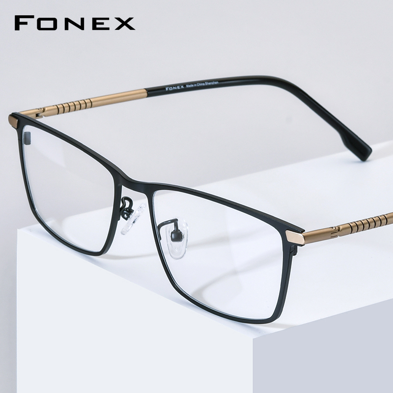 FONEX Tytanowe Oprawki Okularów Męskie Markowe Kwadratowe Ultralekkie Okulary Japońskie Ultralekkie Wysokiej Jakości Okulary 85915