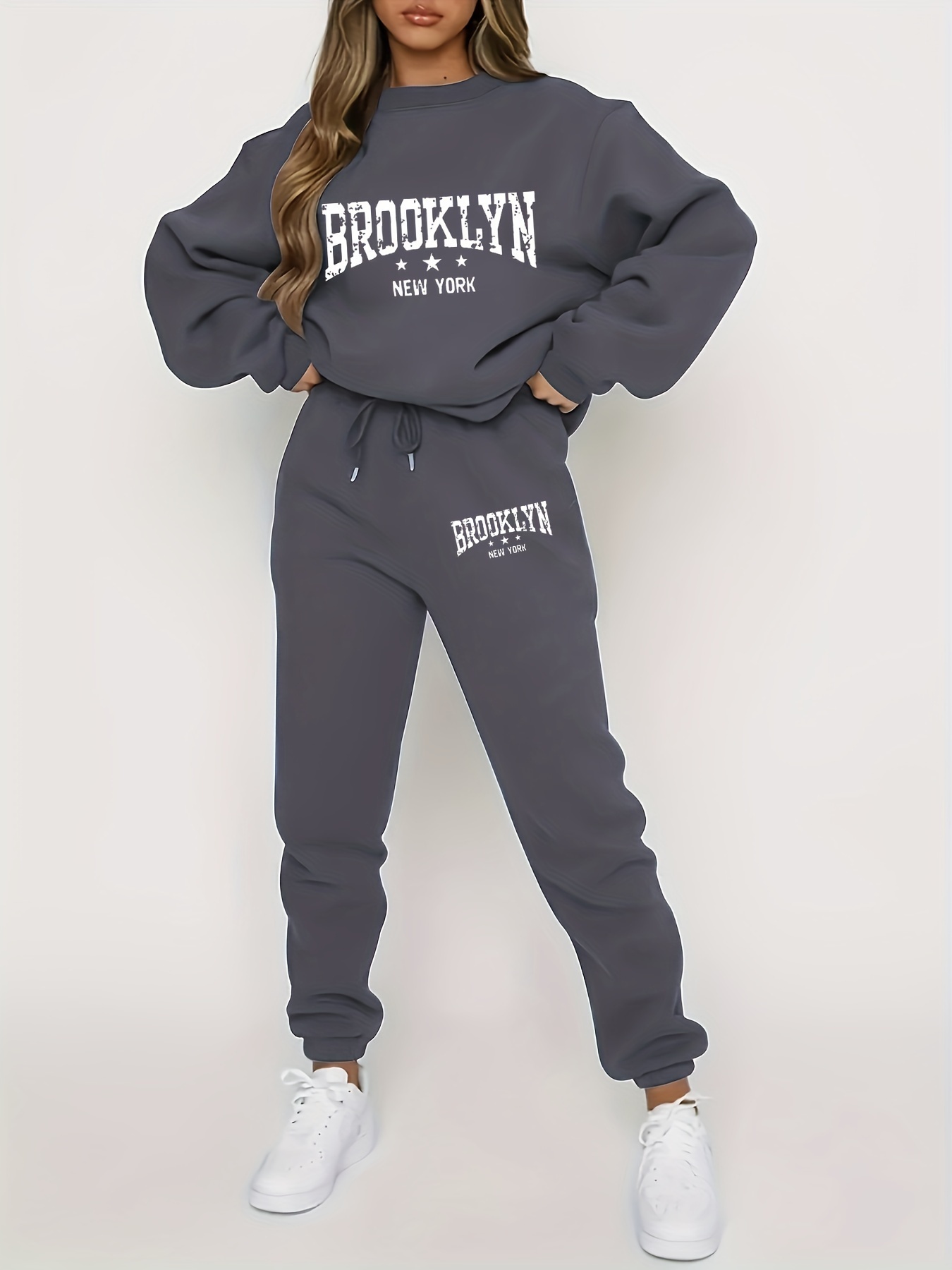 秋冬の女性のセーターパンツセット女性パーカーセットストリートヒップホップ服カジュアル女性服豪華なスウェットシャツ