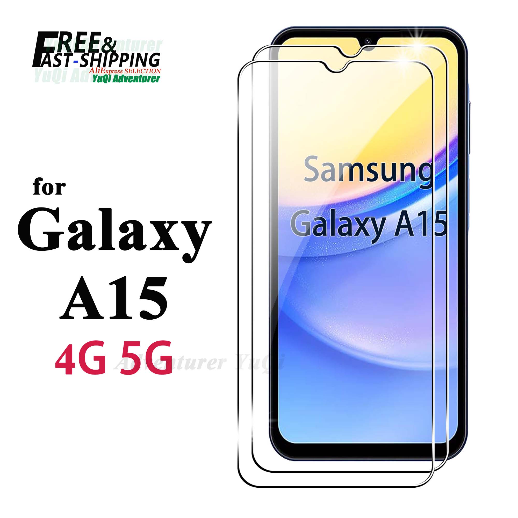 Protecteur d'écran pour Samsung Galaxy A15 4G 5G, verre trempé HD cristal 9H, étui anti-rayures, aluminium élevé
