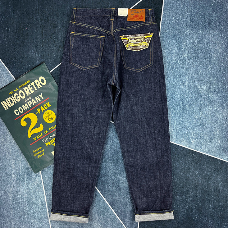 Jeans de mezclilla de alta calidad para hombres, pantalones de algodón lavados, azul crudo, Vintage americano, Pantalones rectos gruesos y duros, 18oz