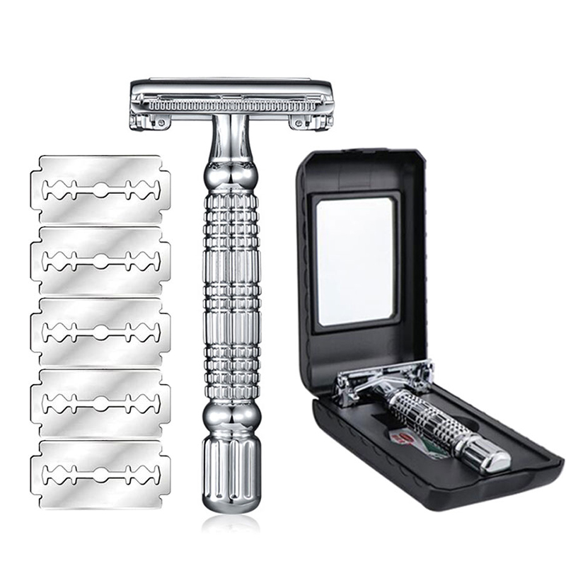 Maszynka do golenia Butterfly Double Edge Safety Razor Shaver Beard Barber Wet Shaving Twist Open dla mężczyzn i kobiet z ostrzem
