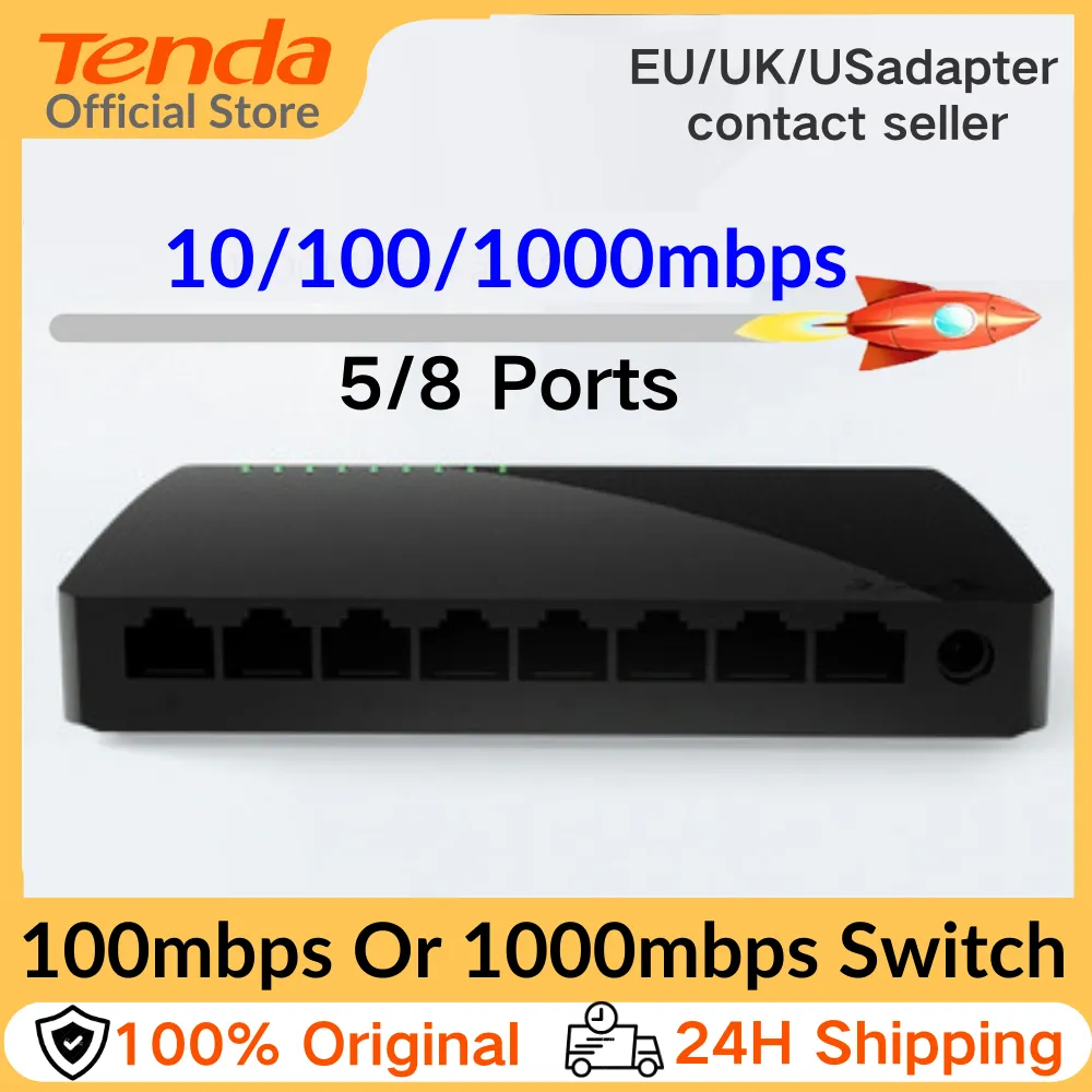 Tenda Gigabit Switch Ethernet 5/8 Port 1000 Mbps 10x Schneller Switch RJ45 Hub Ethernet Netzwerk-Switch SOHO Desktop Smart WiFi Switch