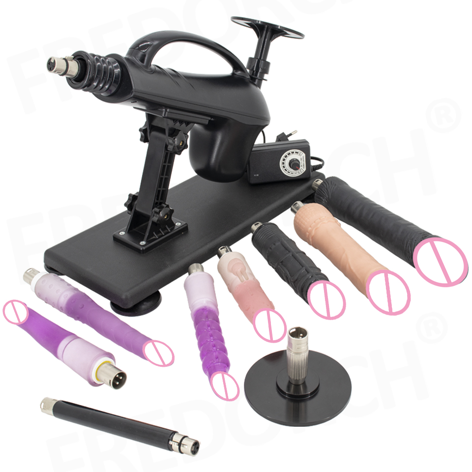 Máquina de Sexo Automática Fredroch com Acessórios de Dildo Preto para Homens e Mulheres, Brinquedos de Masturbação, Vibrador, Orgasm