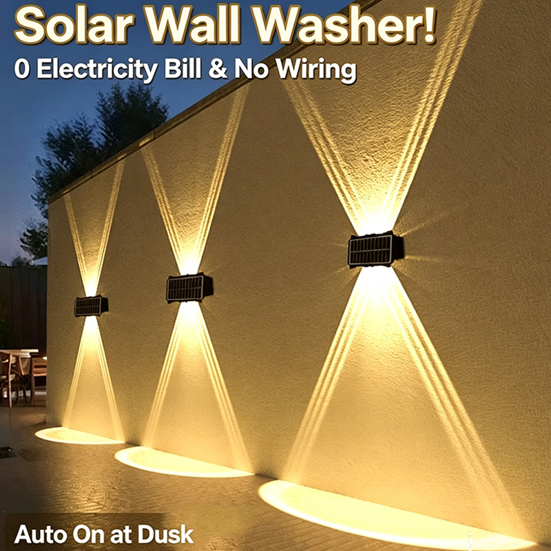 Wandlamp op zonne-energie voor buiten, waterdichte LED-tuinheklamp, decoratieve verlichting op zonne-energie, straatpatio-landschap