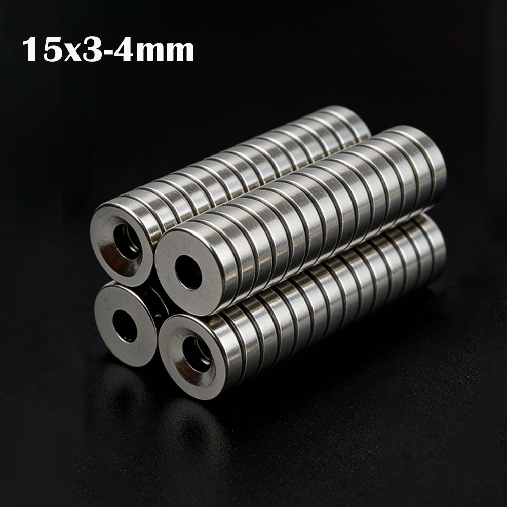 Aimant néodyme puissant 15x3-4mm aimants ronds Super puissants avec trou NdfeB aimant magnétique Permanent Imanes bricolage aimant de réfrigérateur