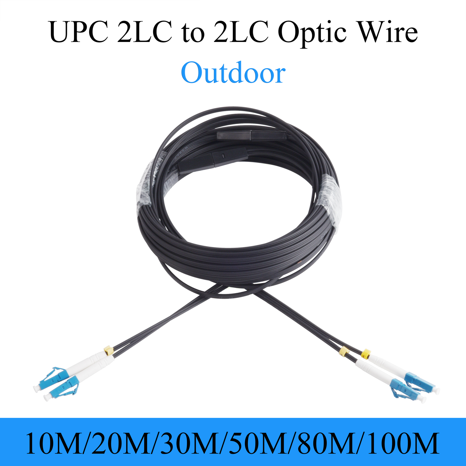 UPC 2 LC auf 2 LC Glasfaserkabel Singlemode 2-adriges optisches Verlängerungskabel für den Außenbereich, Konvertierungspatchkabel 10 m/20 m/30 m/50 m/80 m/100 m
