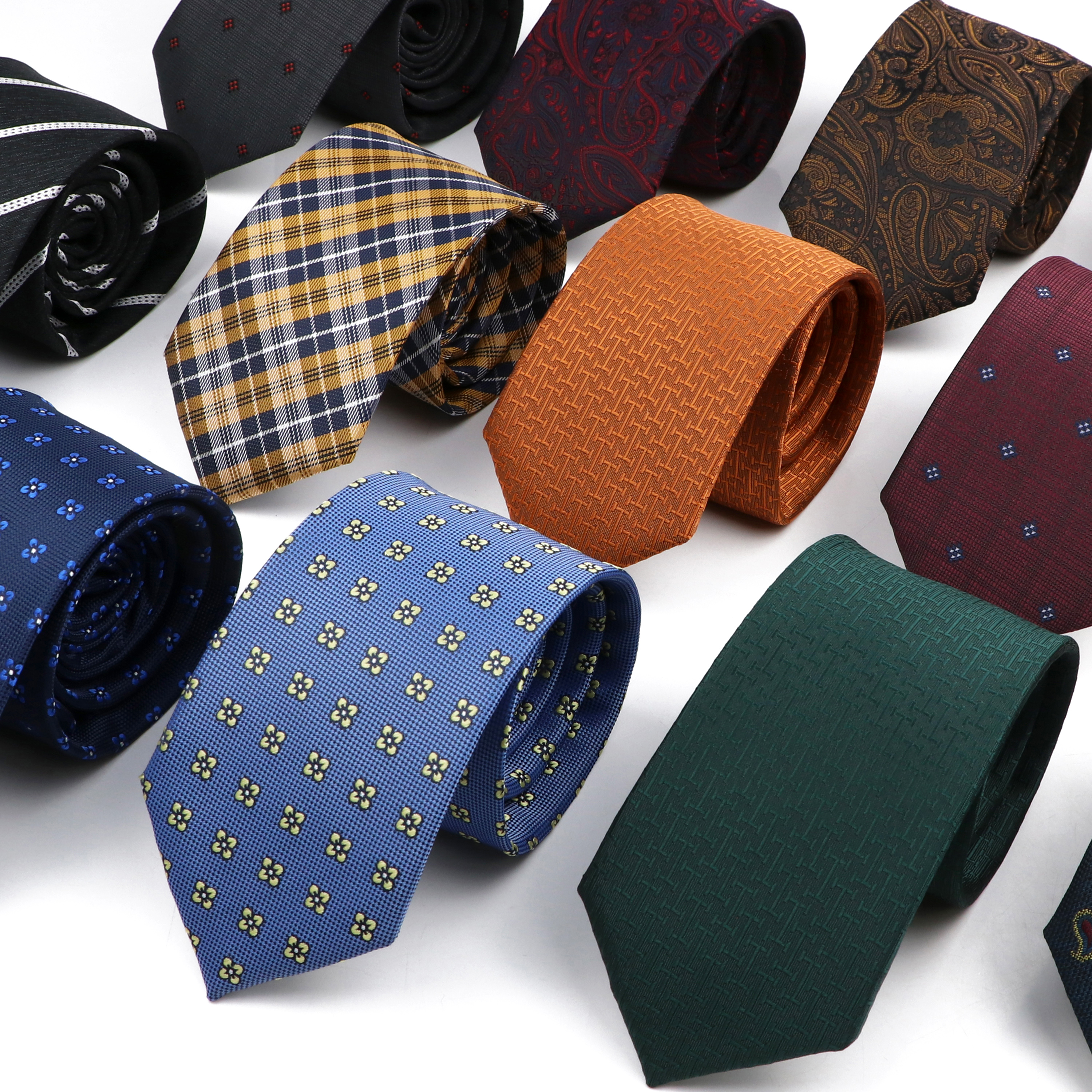 Cravate de présidence rayée cachemire jacquard pour hommes, bleu foncé, noir, maigre, mince, formel, fête d'affaires, cadeau Craaught, nouveau style, mode, 7cm
