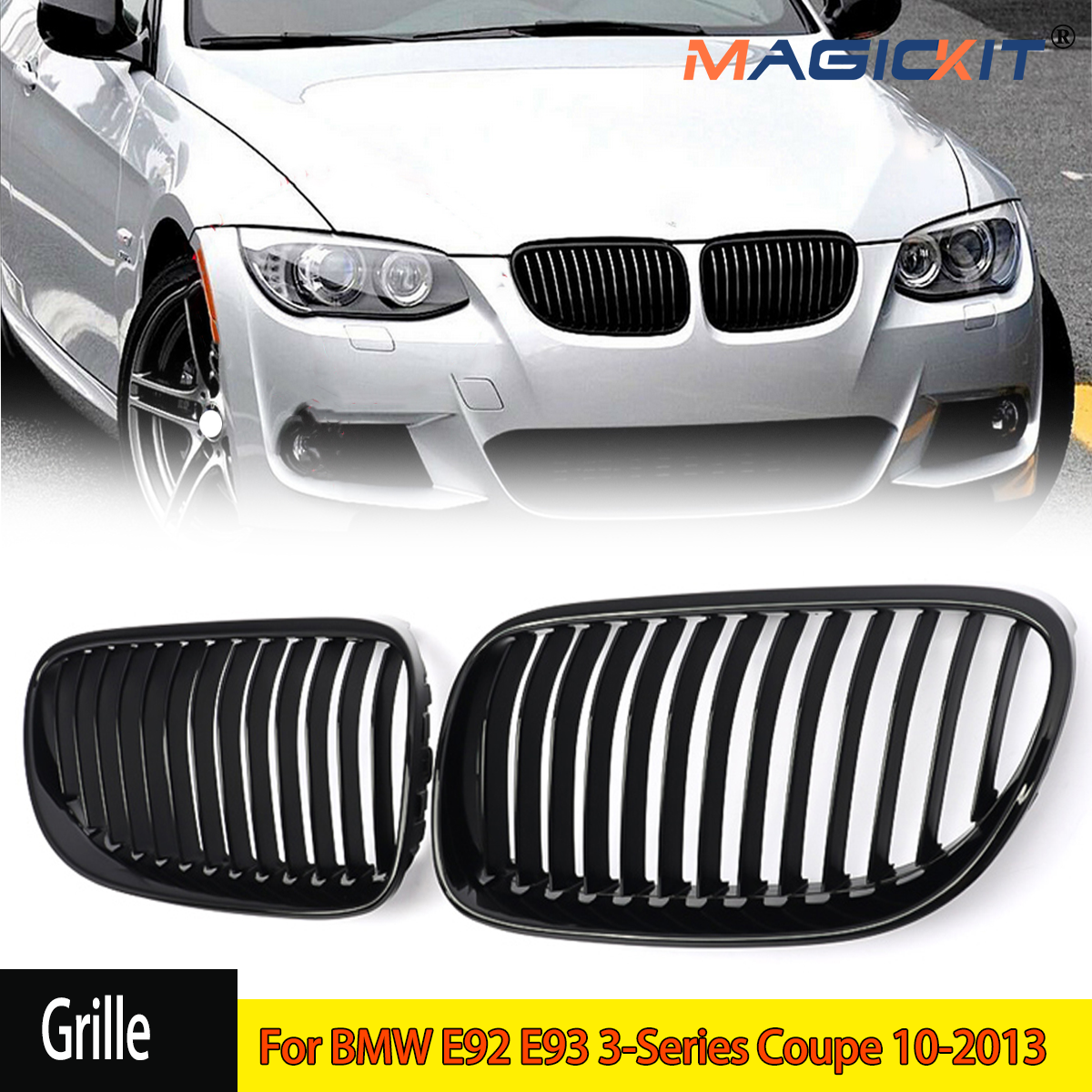 Gloss mobil kisi hitam depan untuk BMW E92 E93 3-Series 2D 2010-2013 Facelift 2010-2013 Aksesori Mobil pemanggang balap otomatis